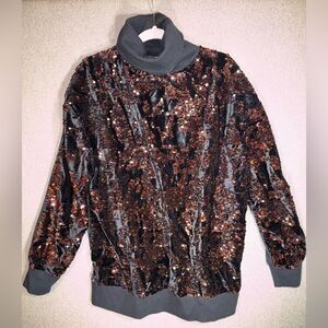 Zara trafaluc size large Sequin Turtleneck Sweater